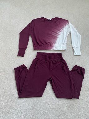 JoyLab Maroon and Cream Tie-Dye  Sweatshirt & Joggers